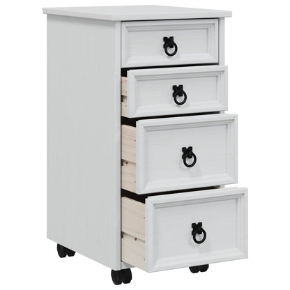 Rolling Cabinet with Drawers CORONA White