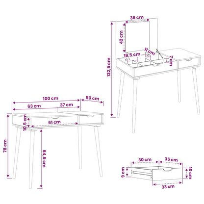 Dressing Table FAUSKE White 100 x 50 x 78 cm