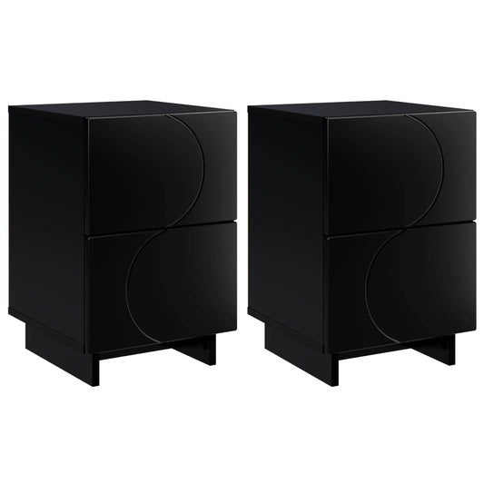 Bedside Cabinet 2 pcs Black 33.5 x 34.5 x 50 cm Engineered Wood