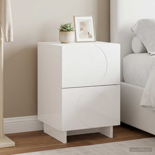Bedside Cabinet High Gloss White 33.5 x 34.5 x 50 cm