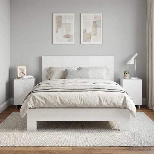 Bedside Cabinet 2 pcs High Gloss White 33.5 x 34.5 x 50 cm