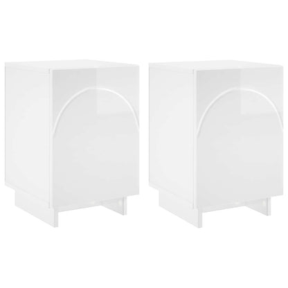 Bedside Cabinet 2 pcs High Gloss White 33.5 x 34.5 x 50 cm