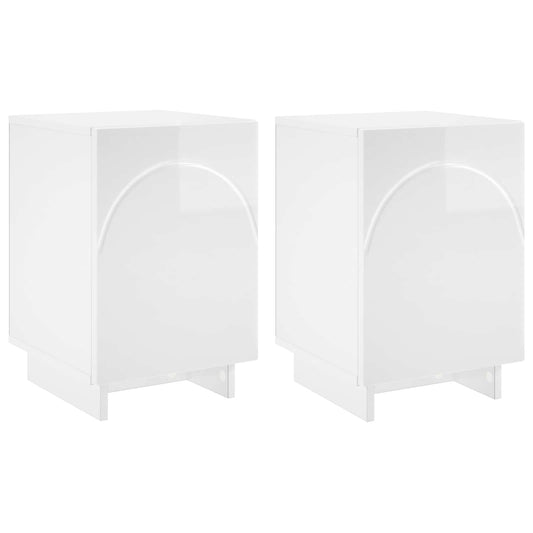 Bedside Cabinet 2 pcs High Gloss White 33.5 x 34.5 x 50 cm