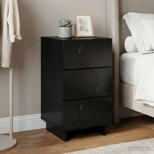 Bedside Cabinet Black 33.5 x 34.5 x 60 cm Engineered Wood
