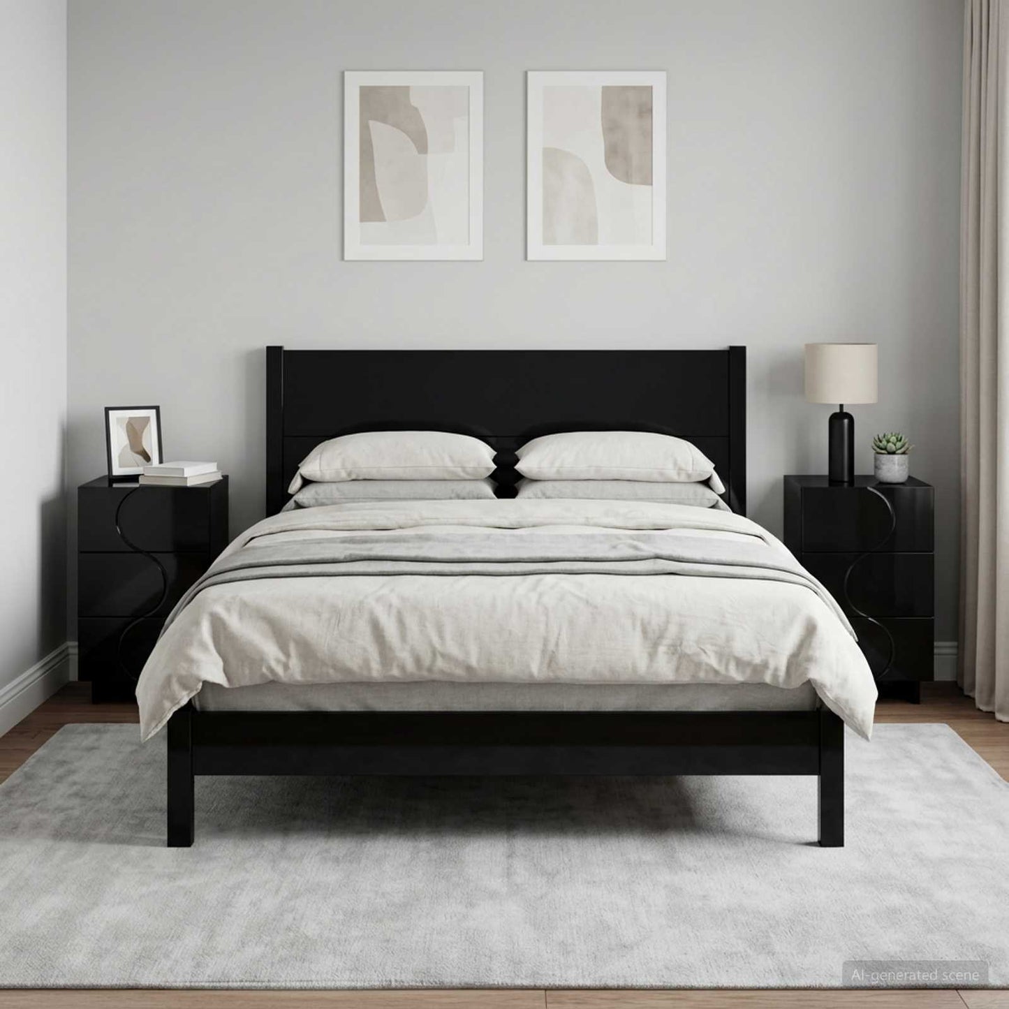 Bedside Cabinet 2 pcs Black 33.5 x 34.5 x 60 cm Engineered Wood