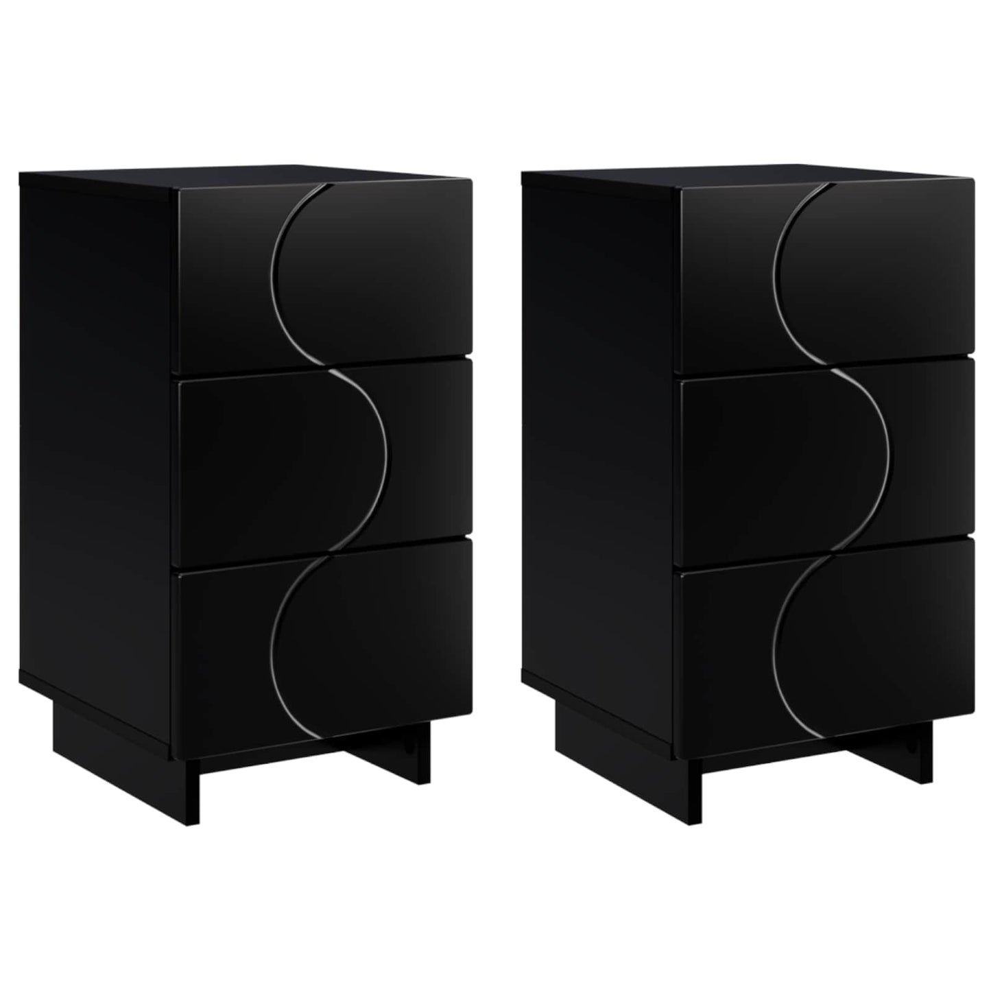 Bedside Cabinet 2 pcs Black 33.5 x 34.5 x 60 cm Engineered Wood