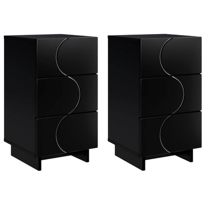 Bedside Cabinet 2 pcs Black 33.5 x 34.5 x 60 cm Engineered Wood