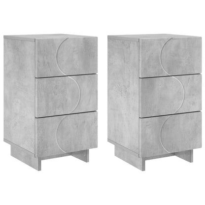 Bedside Cabinet 2 pcs Concrete Grey 33.5 x 34.5 x 60 cm