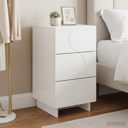 Bedside Cabinet High Gloss White 33.5 x 34.5 x 60 cm