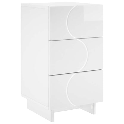 Bedside Cabinet High Gloss White 33.5 x 34.5 x 60 cm