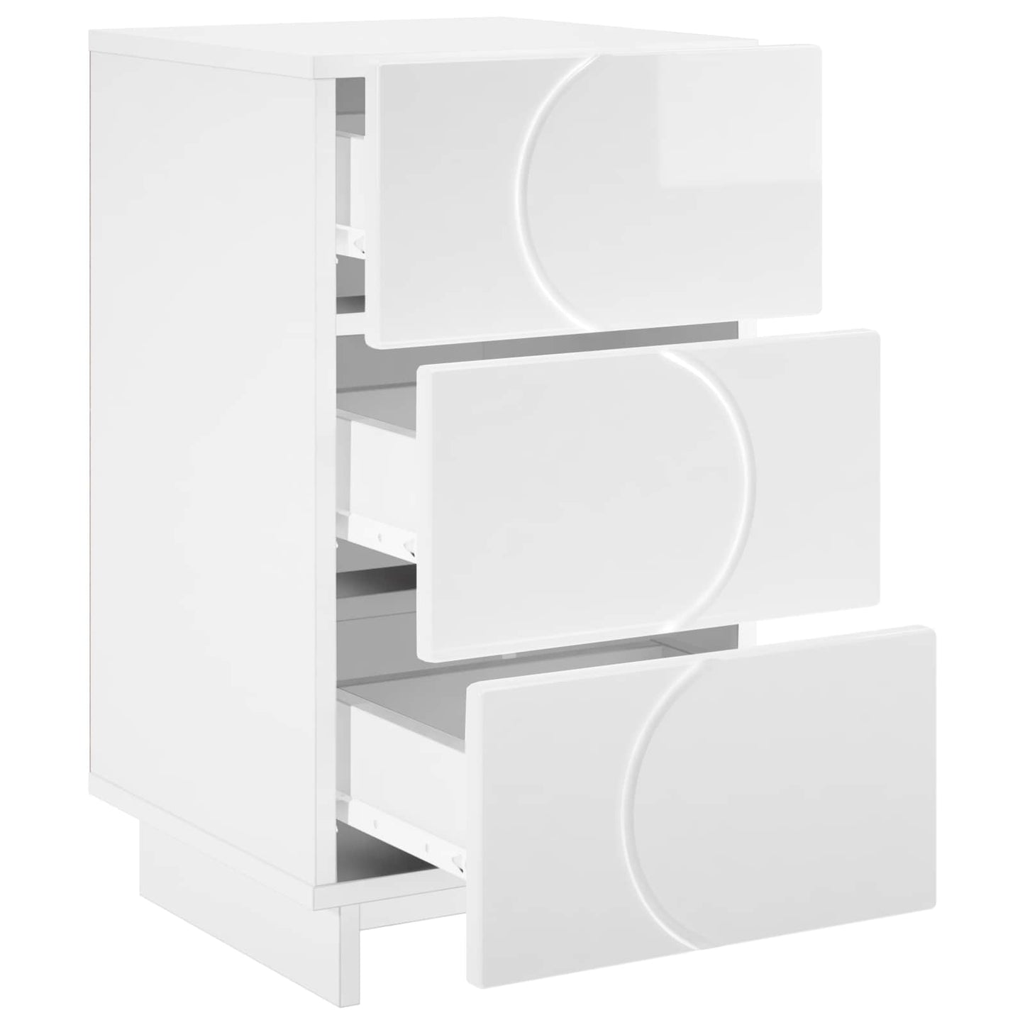 Bedside Cabinet High Gloss White 33.5 x 34.5 x 60 cm