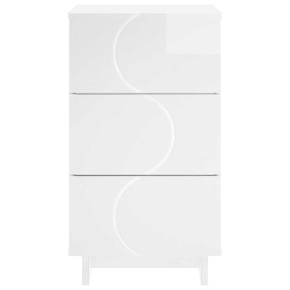 Bedside Cabinet High Gloss White 33.5 x 34.5 x 60 cm