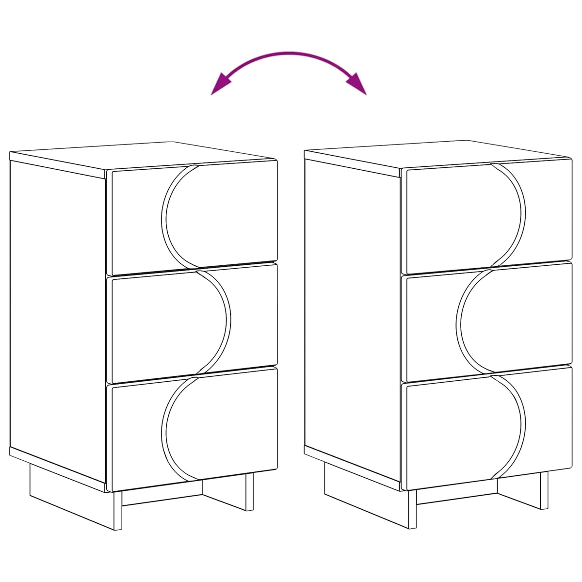 Bedside Cabinet High Gloss White 33.5 x 34.5 x 60 cm