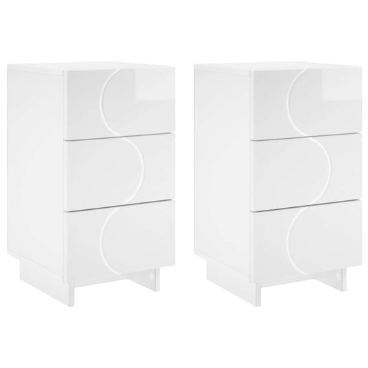 Bedside Cabinet 2 pcs High Gloss White 33.5 x 34.5 x 60 cm