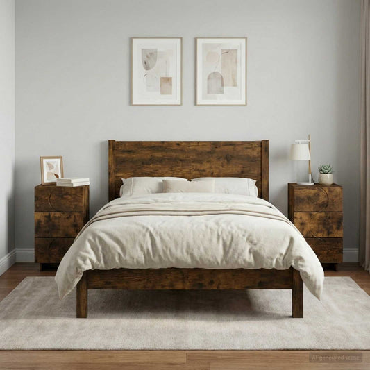 Bedside Cabinet 2 pcs Smoked Oak 33.5 x 34.5 x 60 cm