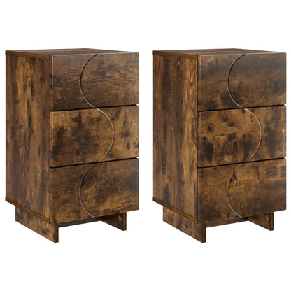 Bedside Cabinet 2 pcs Smoked Oak 33.5 x 34.5 x 60 cm