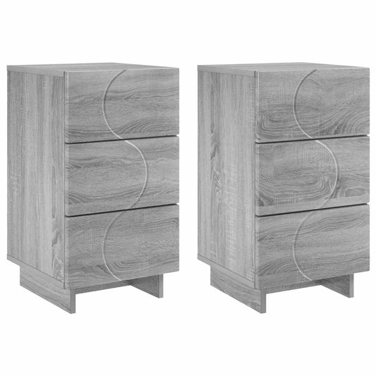 Bedside Cabinet 2 pcs Grey Sonoma 33.5 x 34.5 x 60 cm