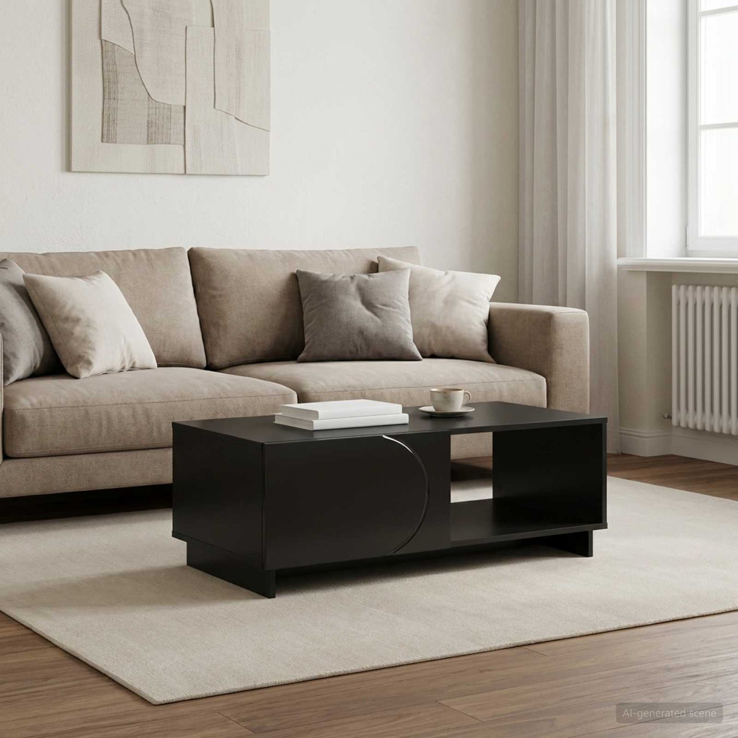 Coffee Table Black 95 x 50.5 x 35 cm Engineered Wood