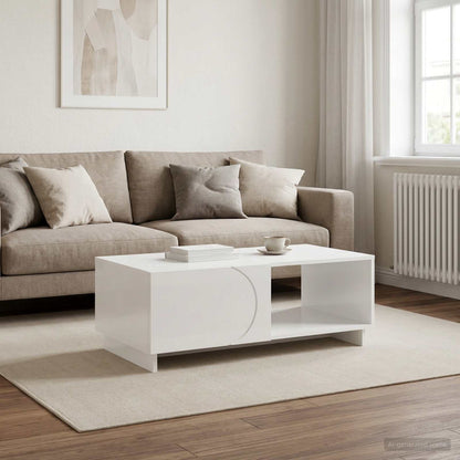 Coffee Table High Gloss White 95 x 50.5 x 35 cm Engineered Wood