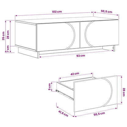 Coffee Table White 102 x 50.5 x 35 cm Engineered Wood