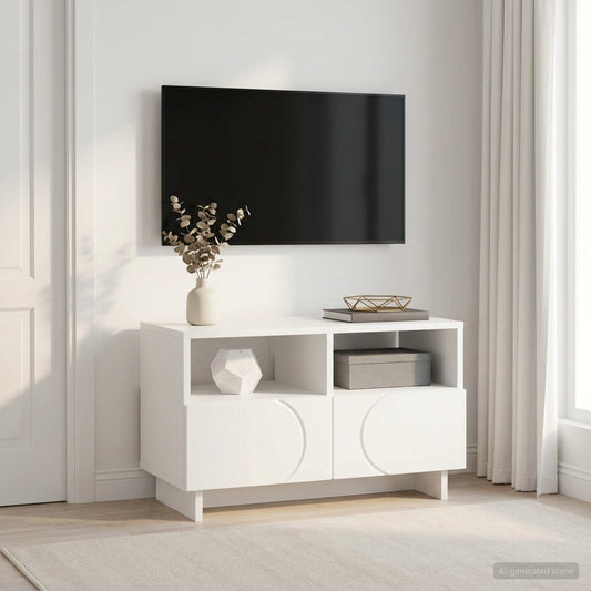 TV Stand 60 x 34.5 x 40 cm White Engineered Wood