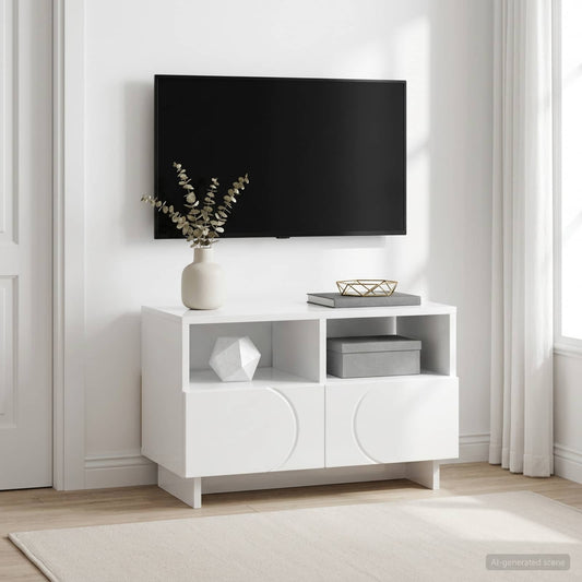 TV Stand 60 x 34.5 x 40 cm High Gloss White Engineered Wood