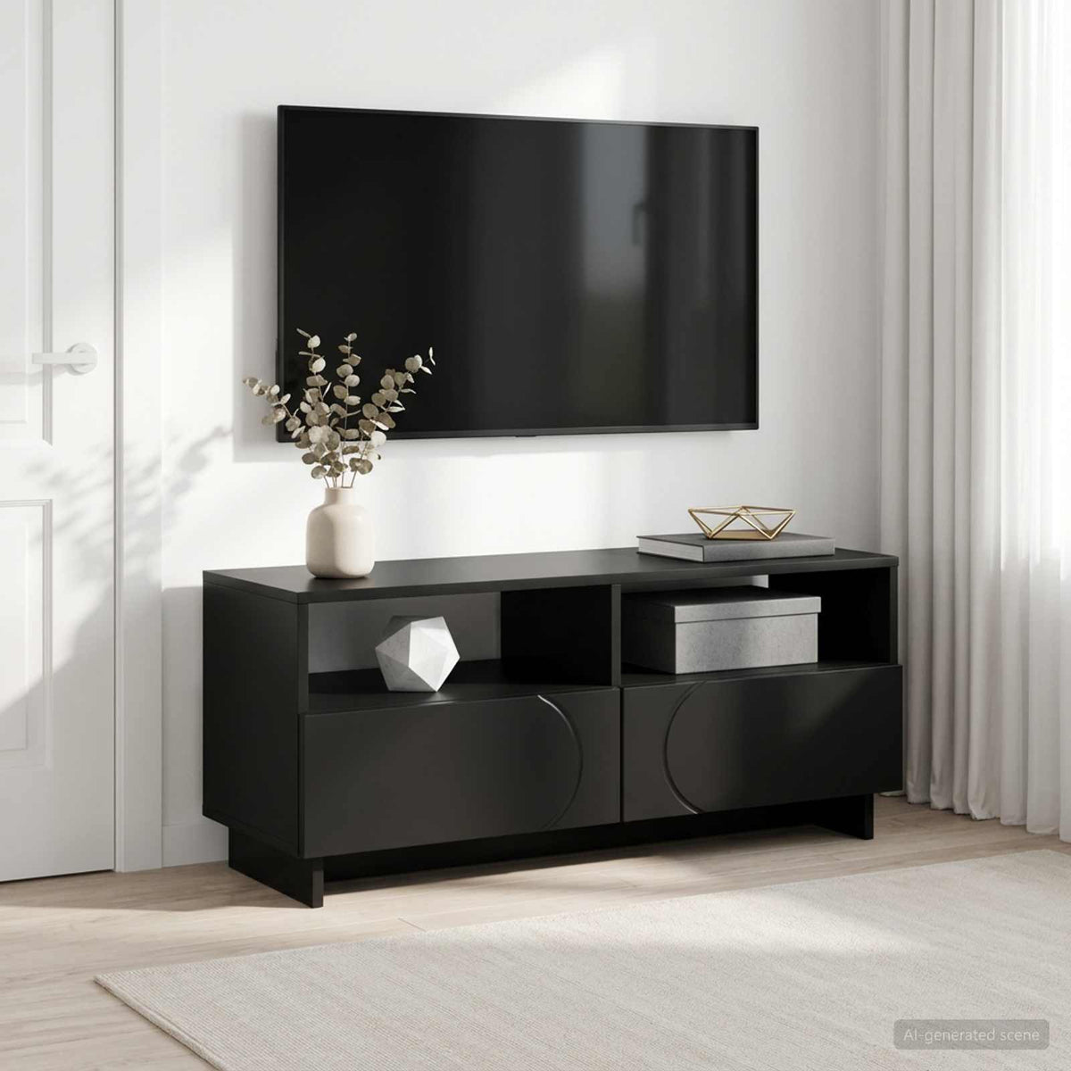 TV Stand 90 x 34.5 x 40 cm Black Engineered Wood