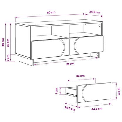 TV Stand 90 x 34.5 x 40 cm Concrete Grey Engineered Wood