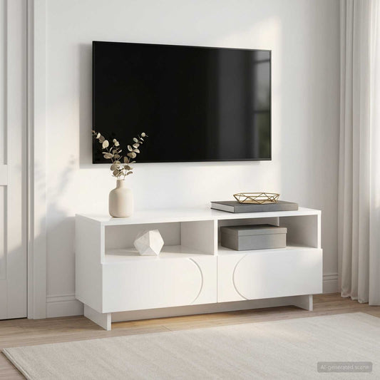 TV Stand 90 x 34.5 x 40 cm High Gloss White Engineered Wood