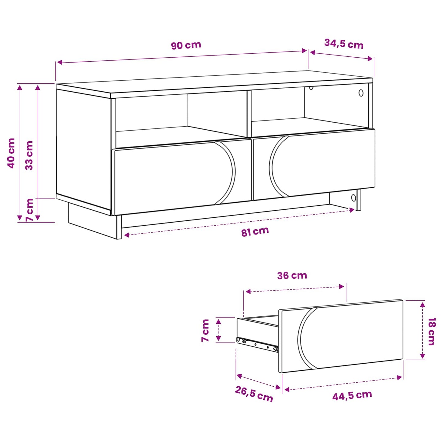 TV Stand 90 x 34.5 x 40 cm Old Wood Engineered Wood