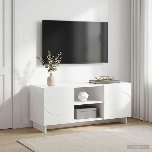 TV Stand 90 x 34.5 x 40 cm High Gloss White Engineered Wood