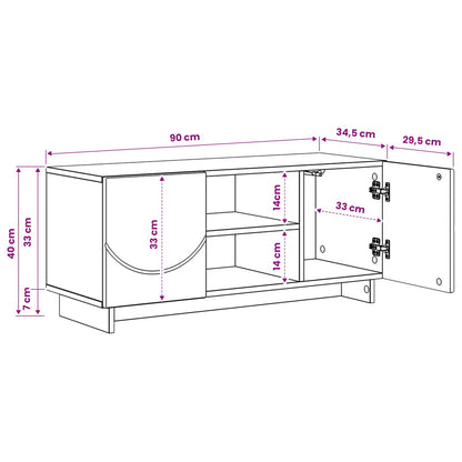 TV Stand 90 x 34.5 x 40 cm Smoked Oak Engineered Wood