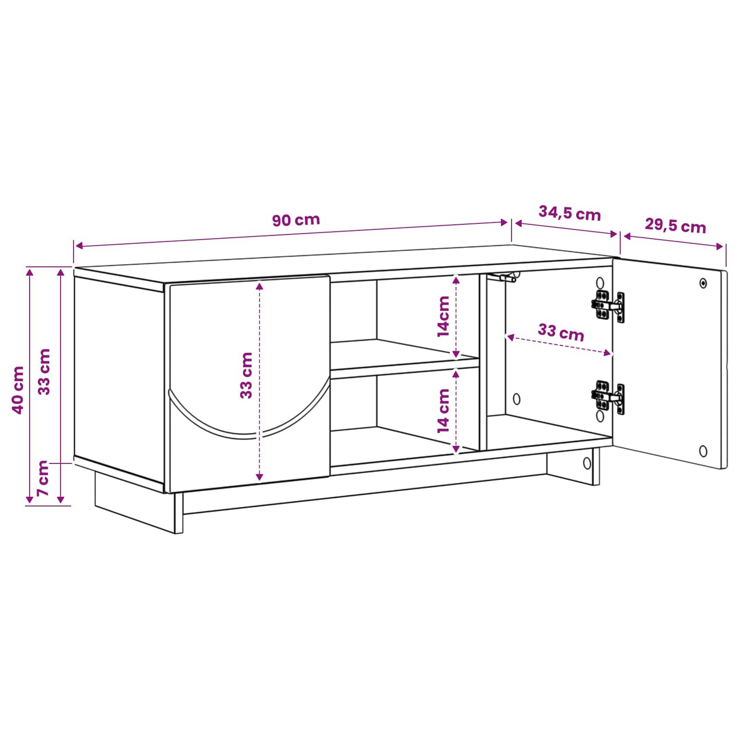 TV Stand 90 x 34.5 x 40 cm Old Wood Engineered Wood