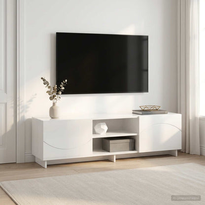 TV Stand 140 x 34.5 x 40 cm High Gloss White Engineered Wood