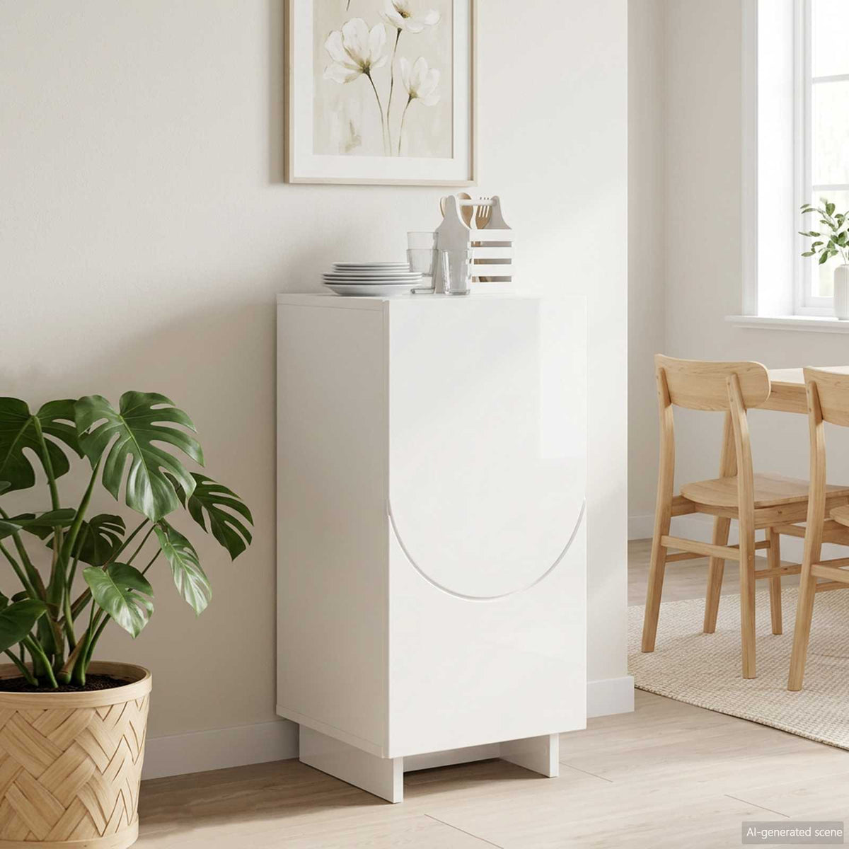 Sideboard High Gloss White 33.5 x 34.5 x 75 cm Engineered Wood