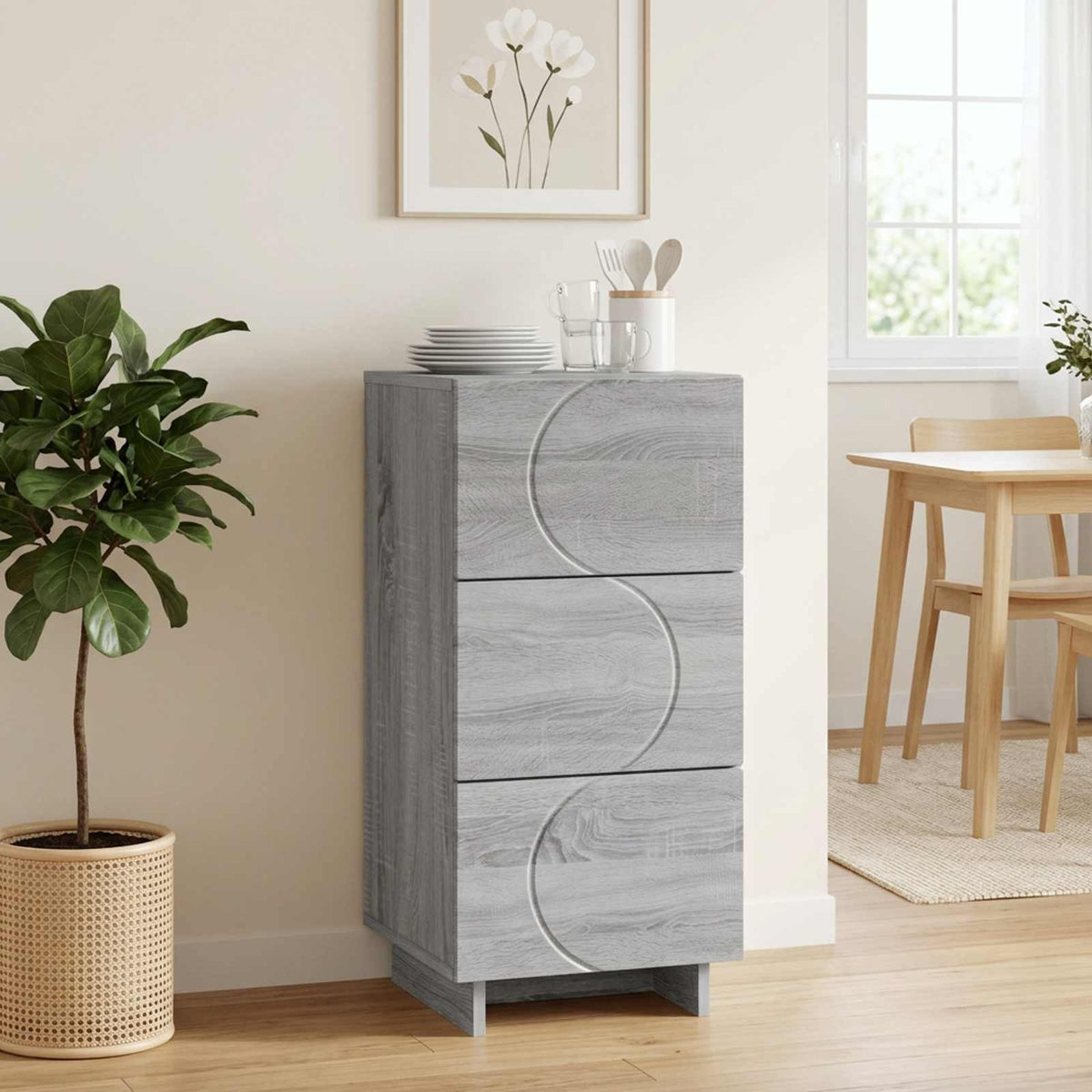 Sideboard Grey Sonoma 33.5 x 34.5 x 75 cm Engineered Wood