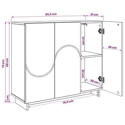 Sideboard High Gloss White 85.5 x 31 x 75 cm Engineered Wood