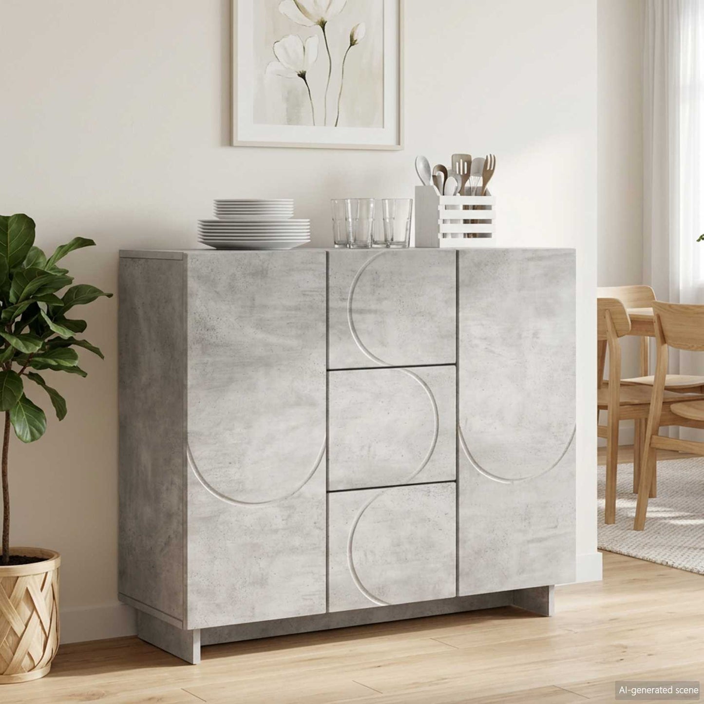 Sideboard Concrete Grey 85.5 x 31 x 75 cm Engineered Wood