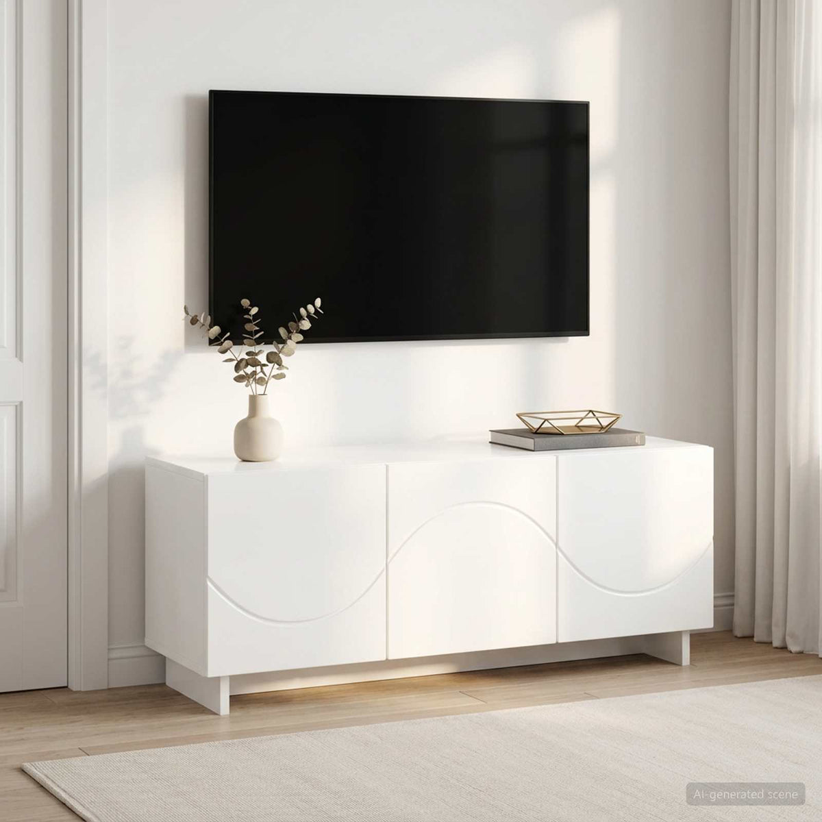 TV Stand 90 x 34.5 x 40 cm High Gloss White Engineered Wood