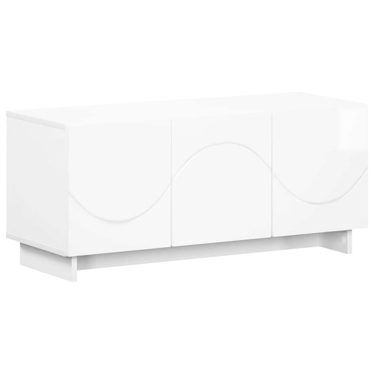TV Stand 90 x 34.5 x 40 cm High Gloss White Engineered Wood