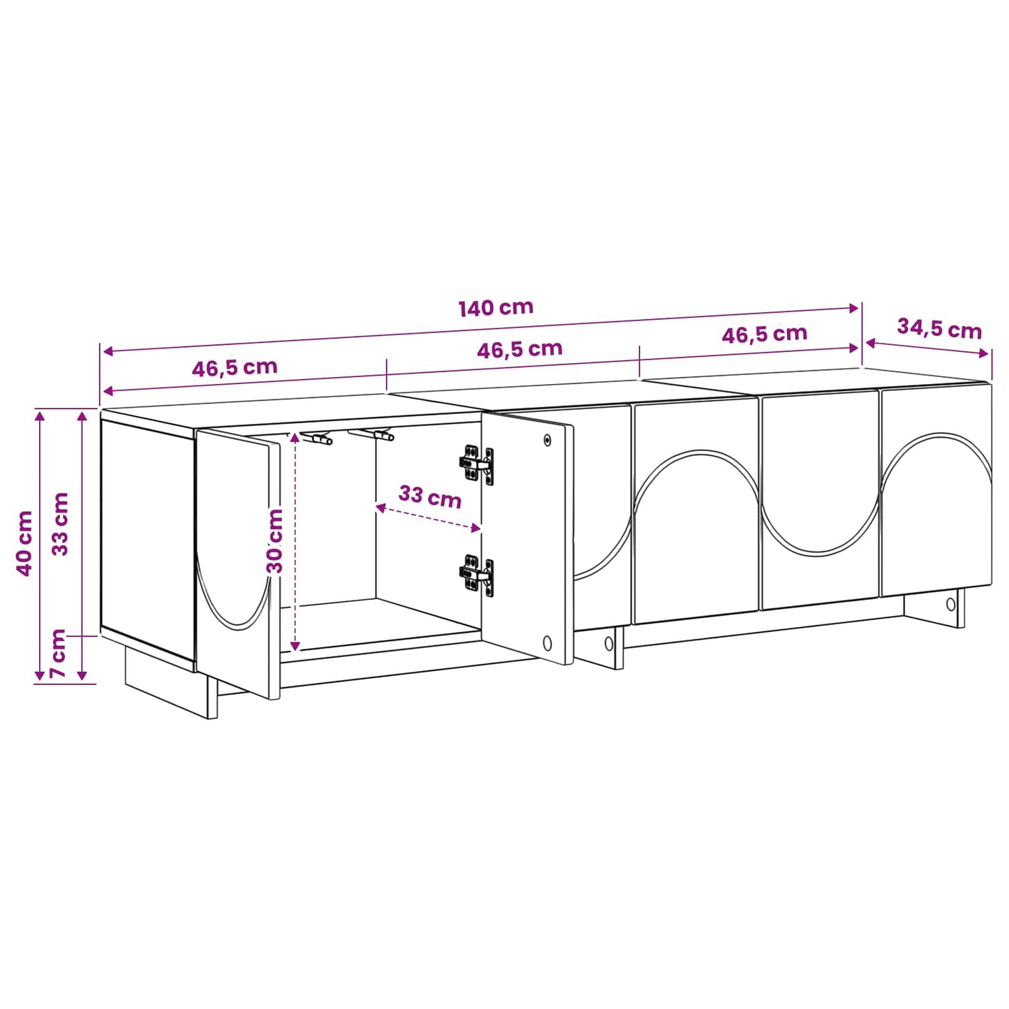TV Stand 140 x 34.5 x 40 cm High Gloss White Engineered Wood