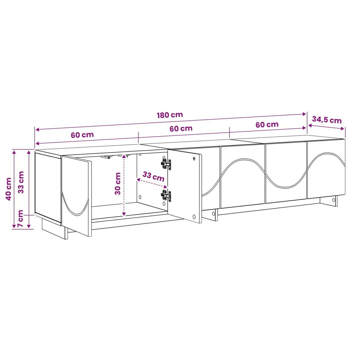 TV Stand 180 x 34.5 x 40 cm Concrete Grey Engineered Wood