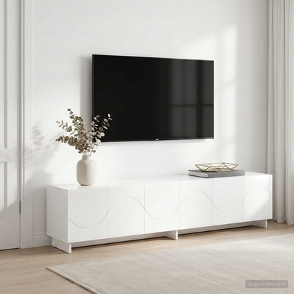 TV Stand 180 x 34.5 x 40 cm High Gloss White Engineered Wood