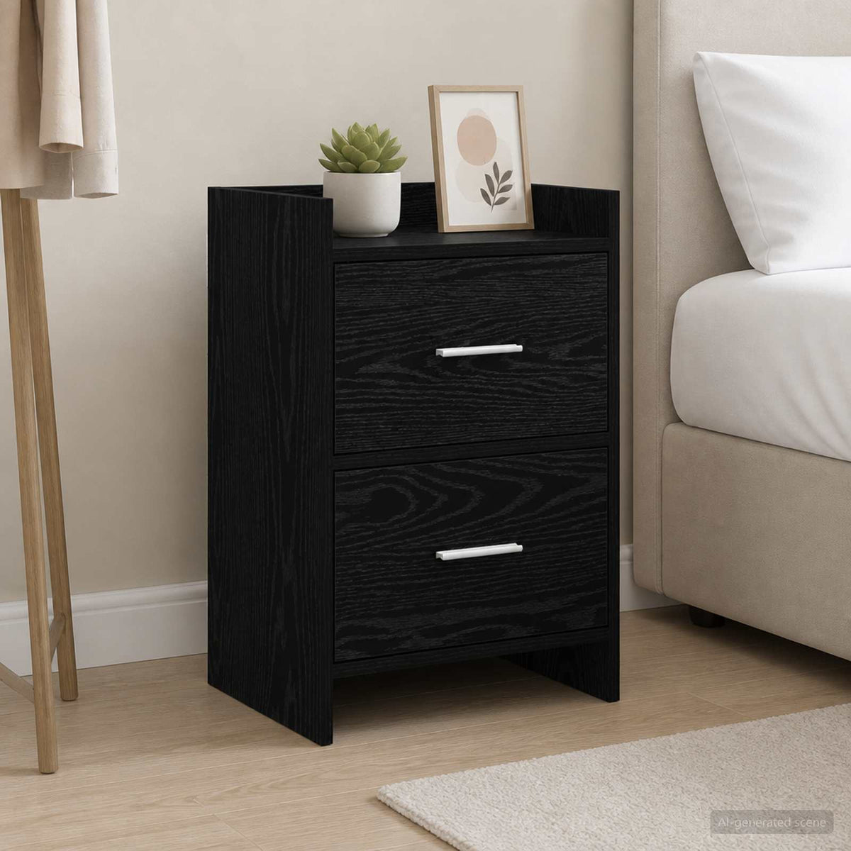 Bedside Tables 2 pcs Black Oak 40 x 30 x 60 cm Engineered Wood