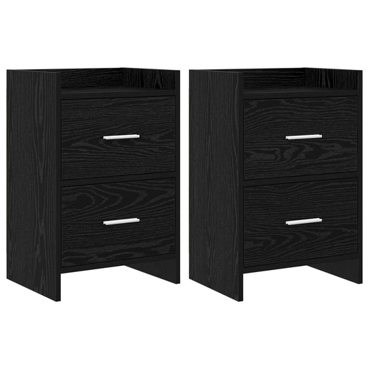 Bedside Tables 2 pcs Black Oak 40 x 30 x 60 cm Engineered Wood