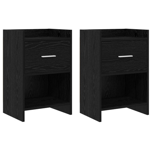 Bedside Tables 2 pcs Black Oak 40 x 30 x 60 cm Engineered Wood