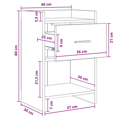 Bedside Tables 2 pcs Black Oak 40 x 30 x 60 cm Engineered Wood