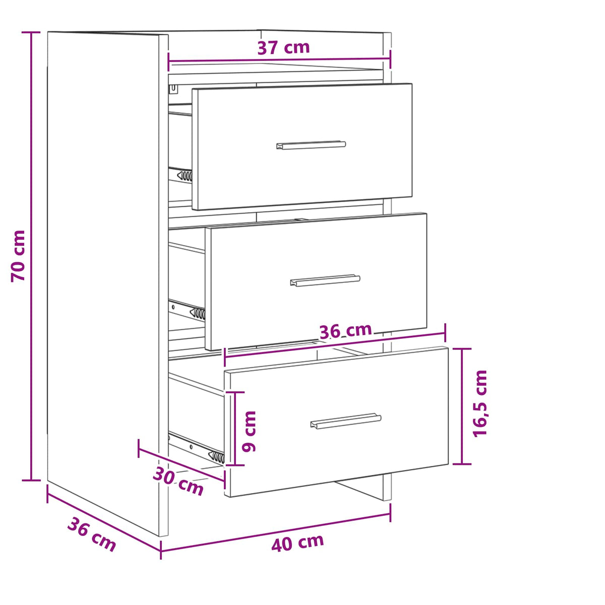 Bedside Tables Old Wood 40 x 36 x 70 cm Engineered Wood