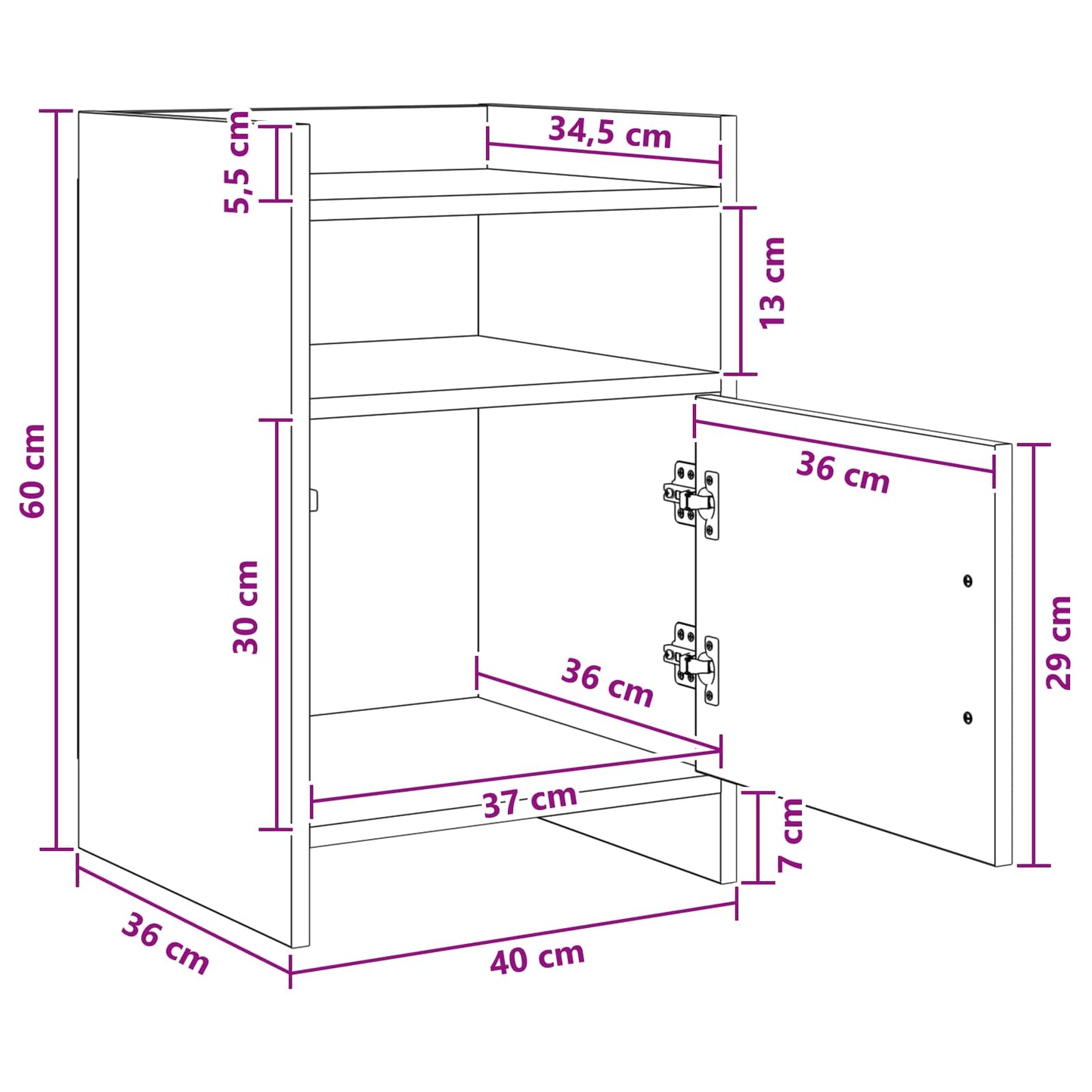 Bedside Tables Smoked Oak 40 x 36 x 60 cm Engineered Wood
