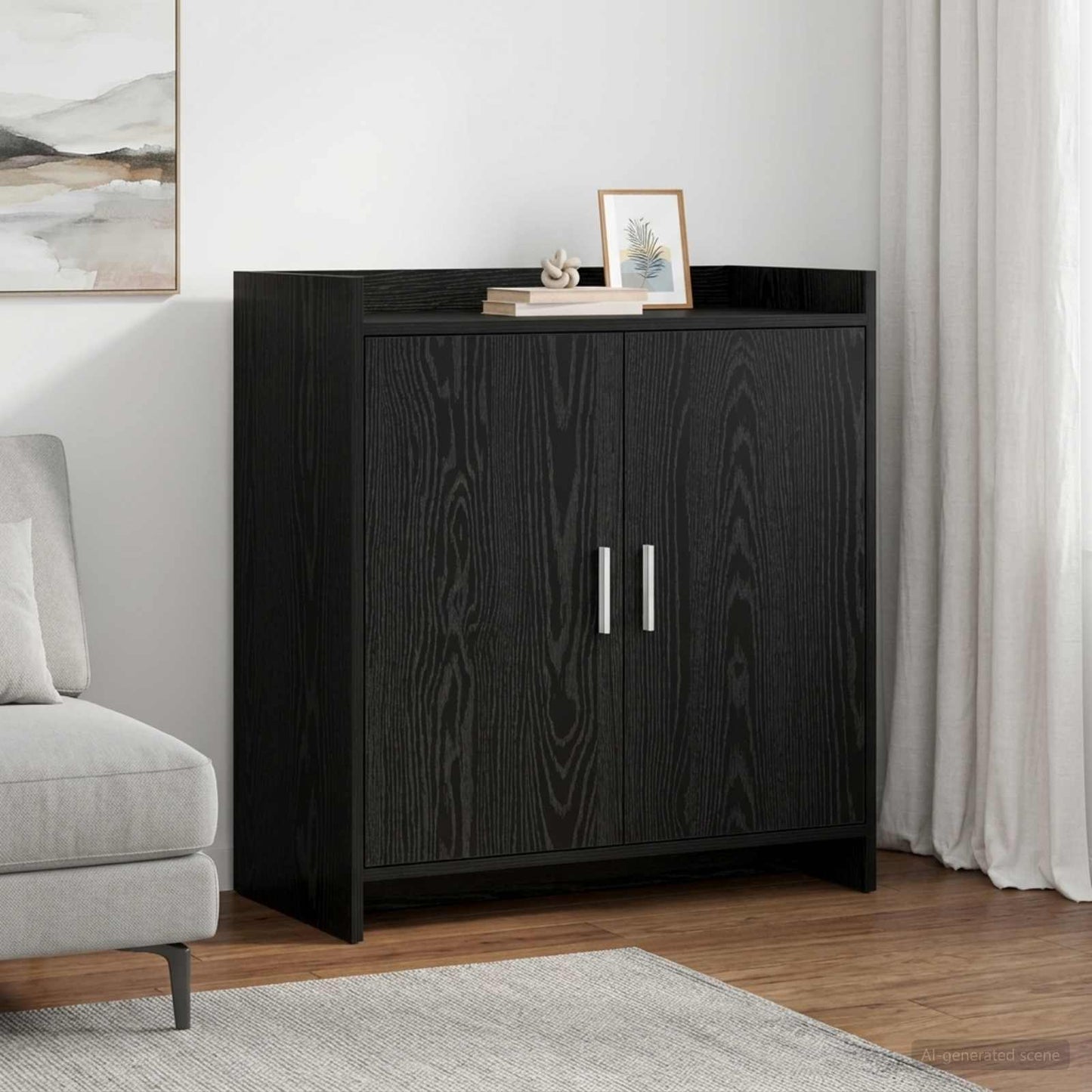 Sideboard Black Oak 72 x 36 x 80 cm Engineered Wood
